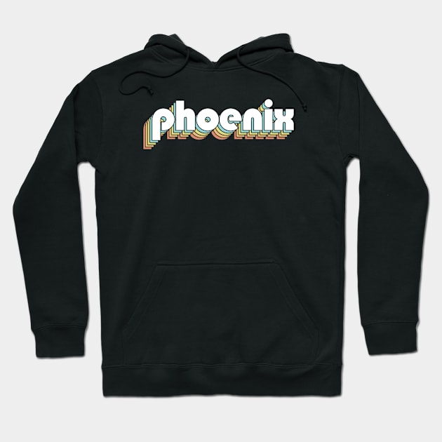 Phoenix - Retro Rainbow Typography Faded Style Hoodie by Paxnotods